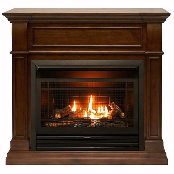 Dual Fuel Ventless Gas Fireplace With Mantel - 26,000 Btu, T-Stat